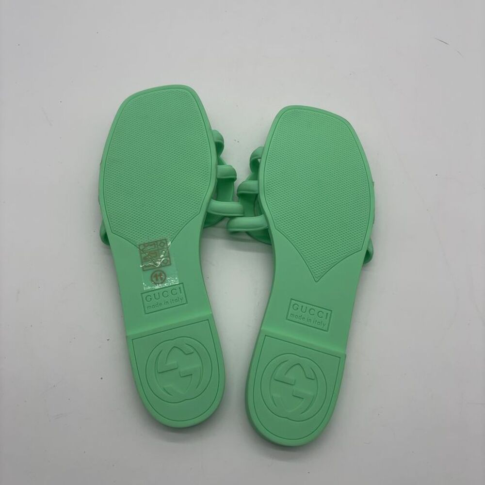 Gucci Mint Green Rubber Slide Sandals - Picture 5 of 6